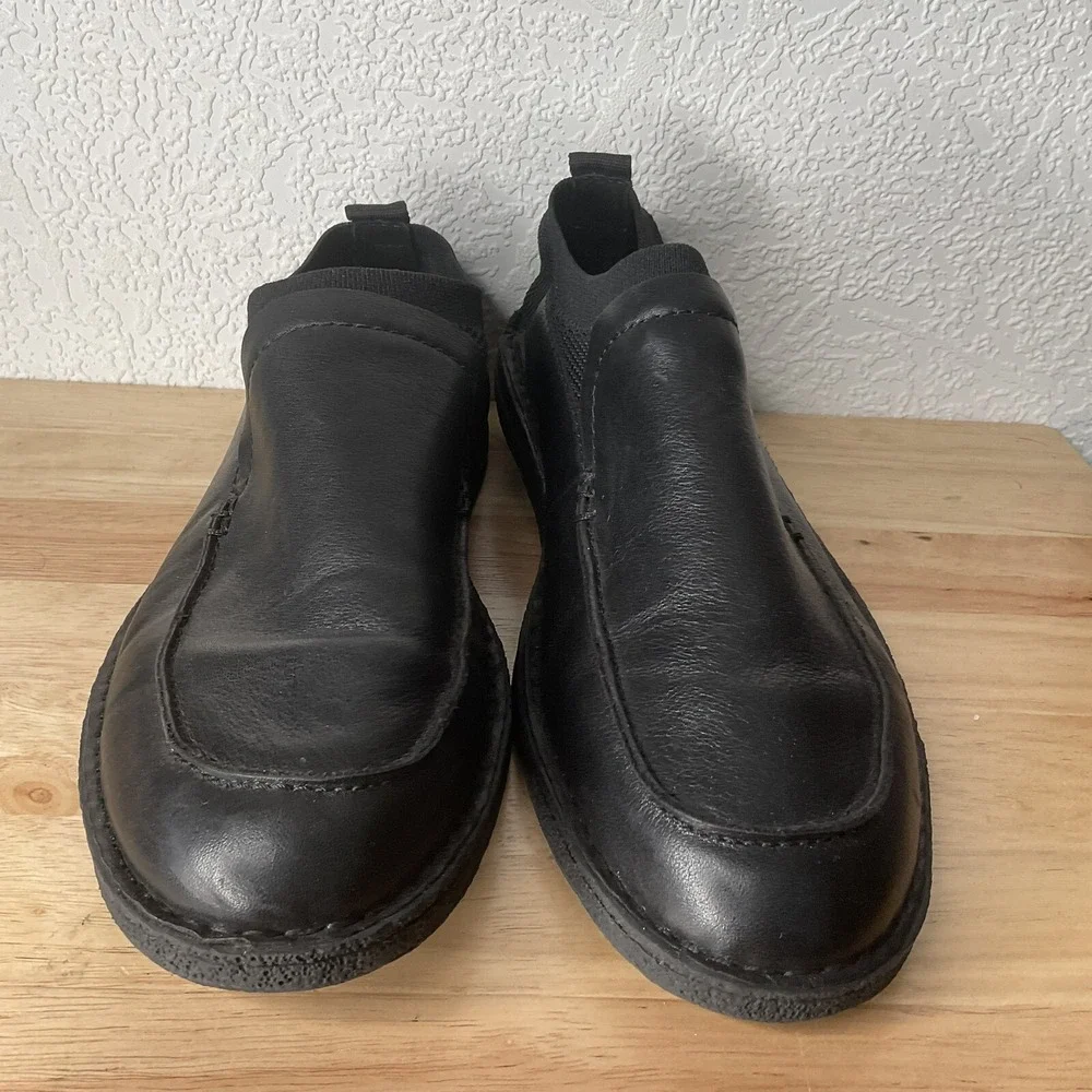 Born Samuel Men's black nubuck leather moc toe slip on loafer shoes size 10,5 M*